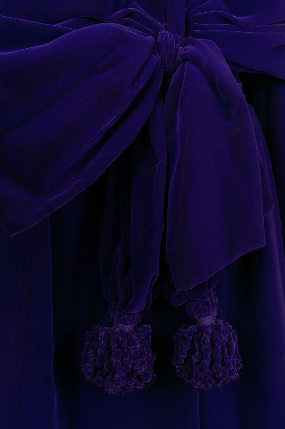 Christian Lacroix Purple Silk Velvet Haute Couture Coat, Size 44FR For Sale 1