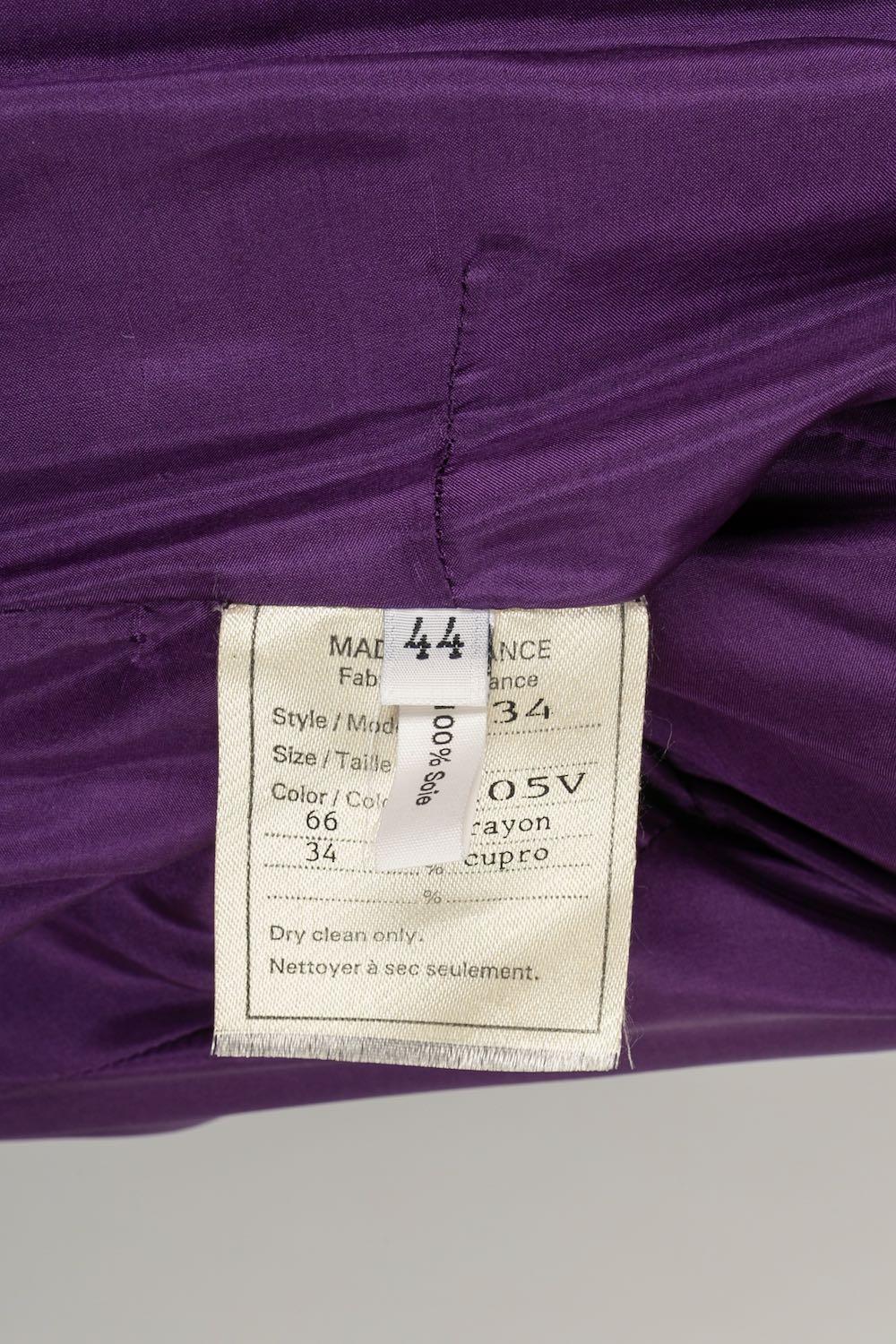 Christian Lacroix Purple Silk Velvet Haute Couture Coat, Size 44FR For Sale 5