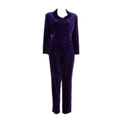Christian Lacroix Purple Velvet Blazer & Trouser Set Size M