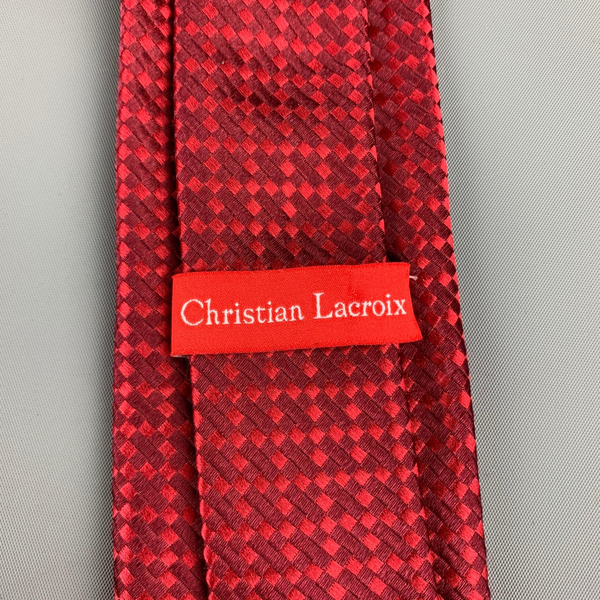 Men's CHRISTIAN LACROIX Red Diamond Silk Tie For Sale