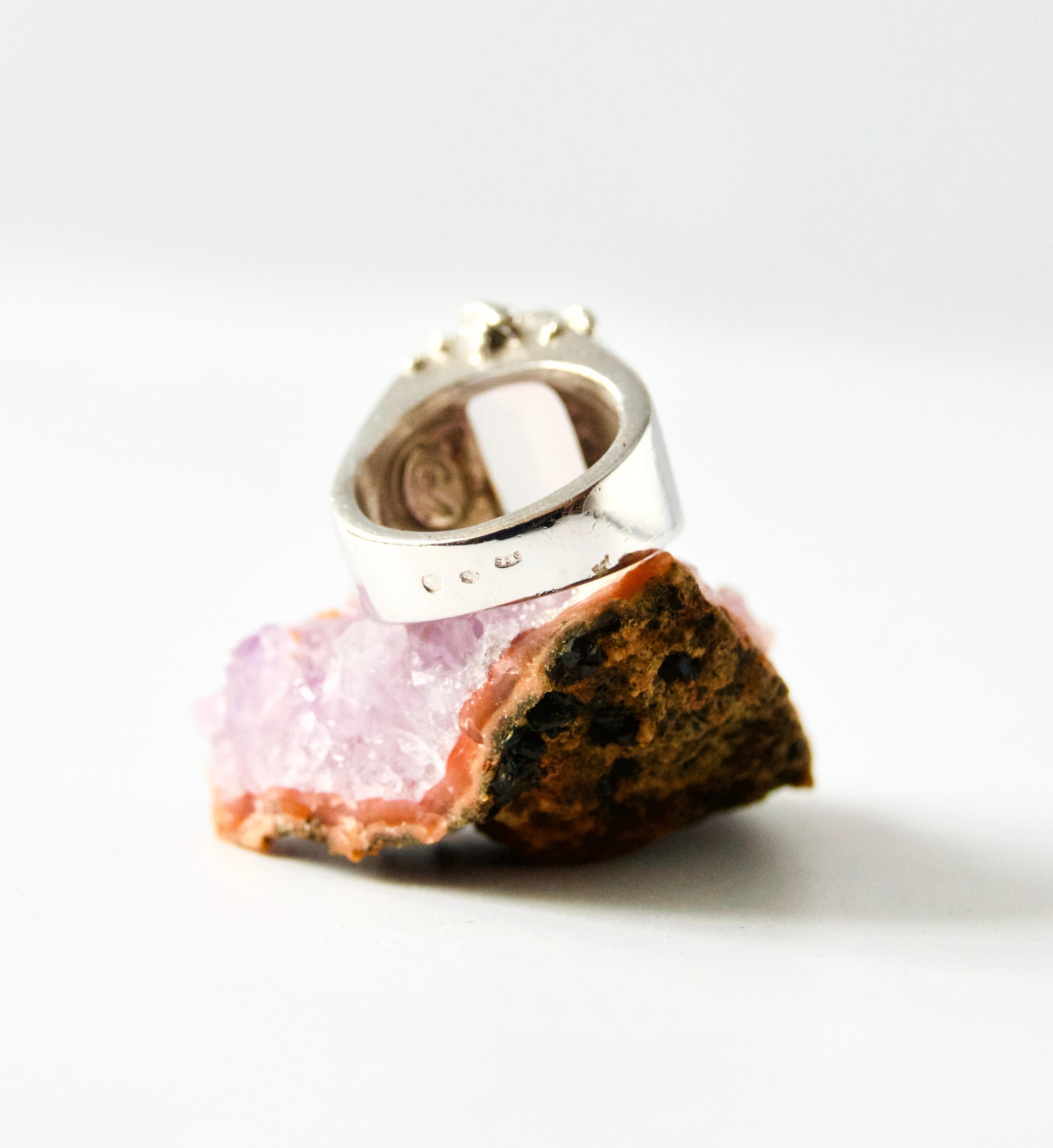 Anello Christian Lacroix, Anello in argento Sterling 925 e quarzo rosa, US 6.9 / FR 54 in vendita 3