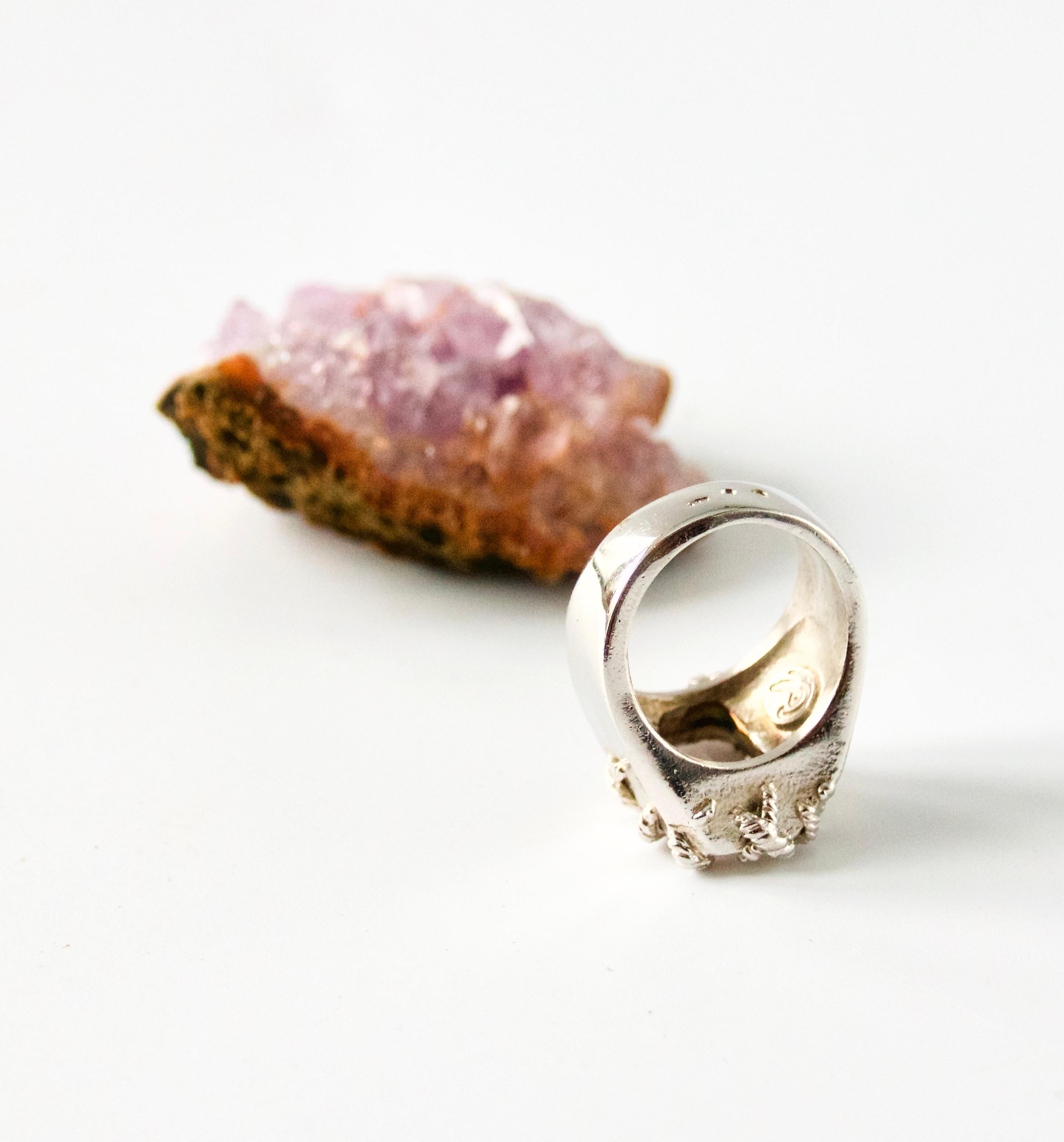 Anello Christian Lacroix, Anello in argento Sterling 925 e quarzo rosa, US 6.9 / FR 54 in vendita 4