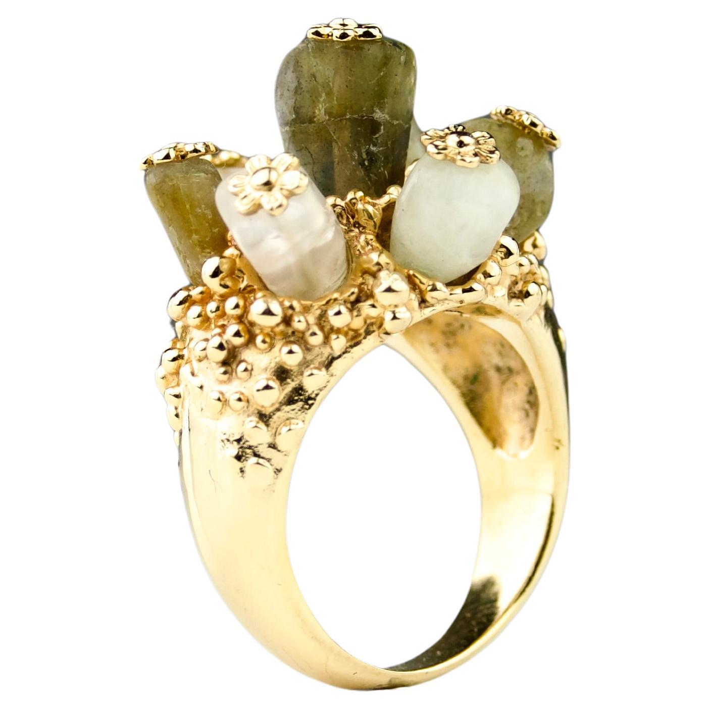 Anello Christian Lacroix, Anello in argento sterling vermeil e quarzo, 6,8 US / 54 FR