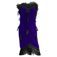 Christian Lacroix Runway Silk Velvet Feather Dress, FW 1988