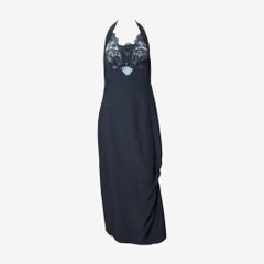 Christian Lacroix S/S 1996 Black Lace Panel Halter Gown