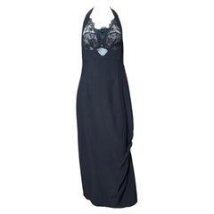 Christian Lacroix S/S 1996 Black Lace Panel Halter Gown
