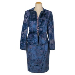 Vintage Christian Lacroix Satin and Blue Velvet Skirt Suit
