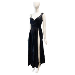 Christian Lacroix satin gown with crystal zipper slit