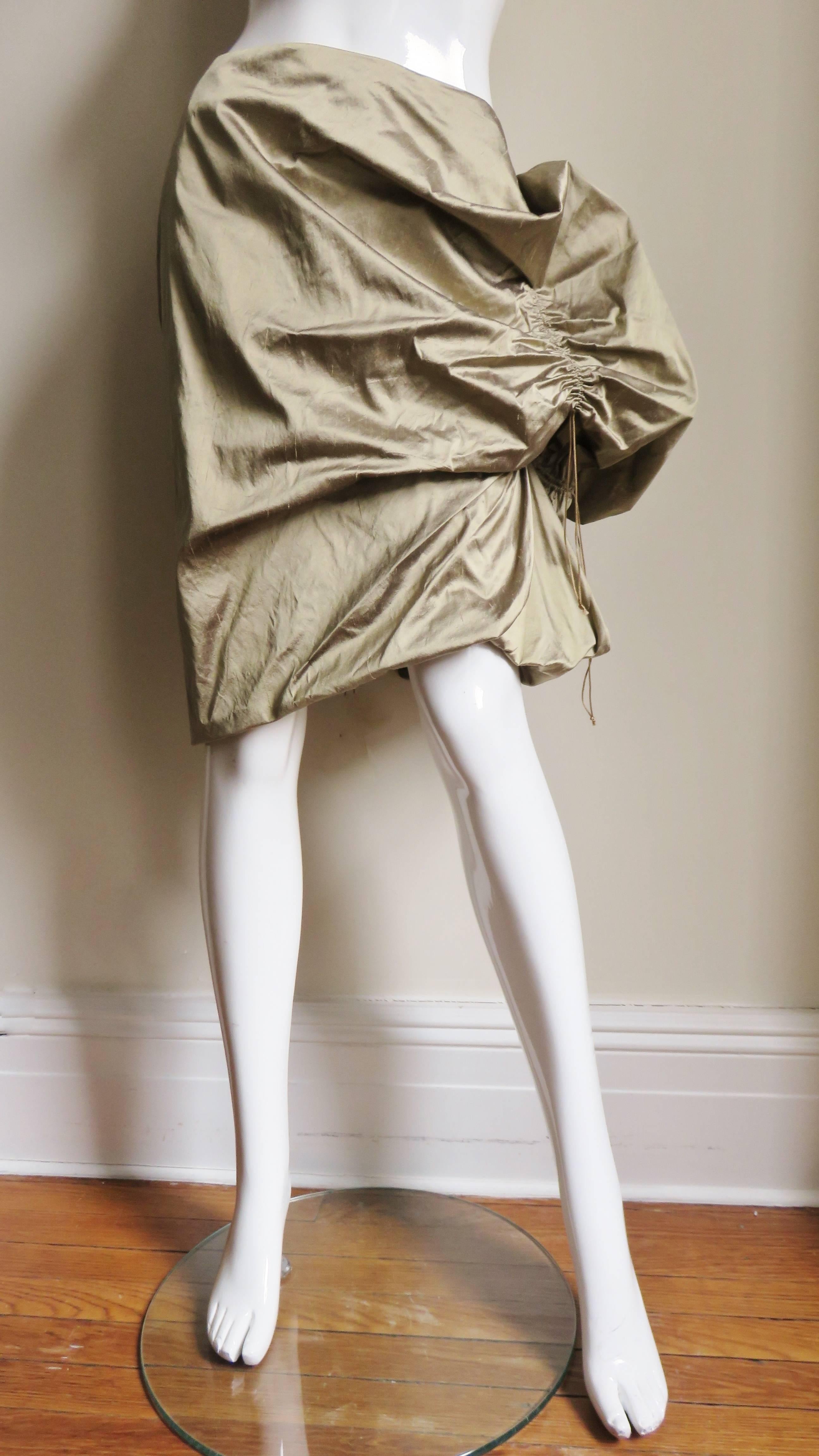 Brown Christian Lacroix Adjustable Sculptural Silk Skirt For Sale