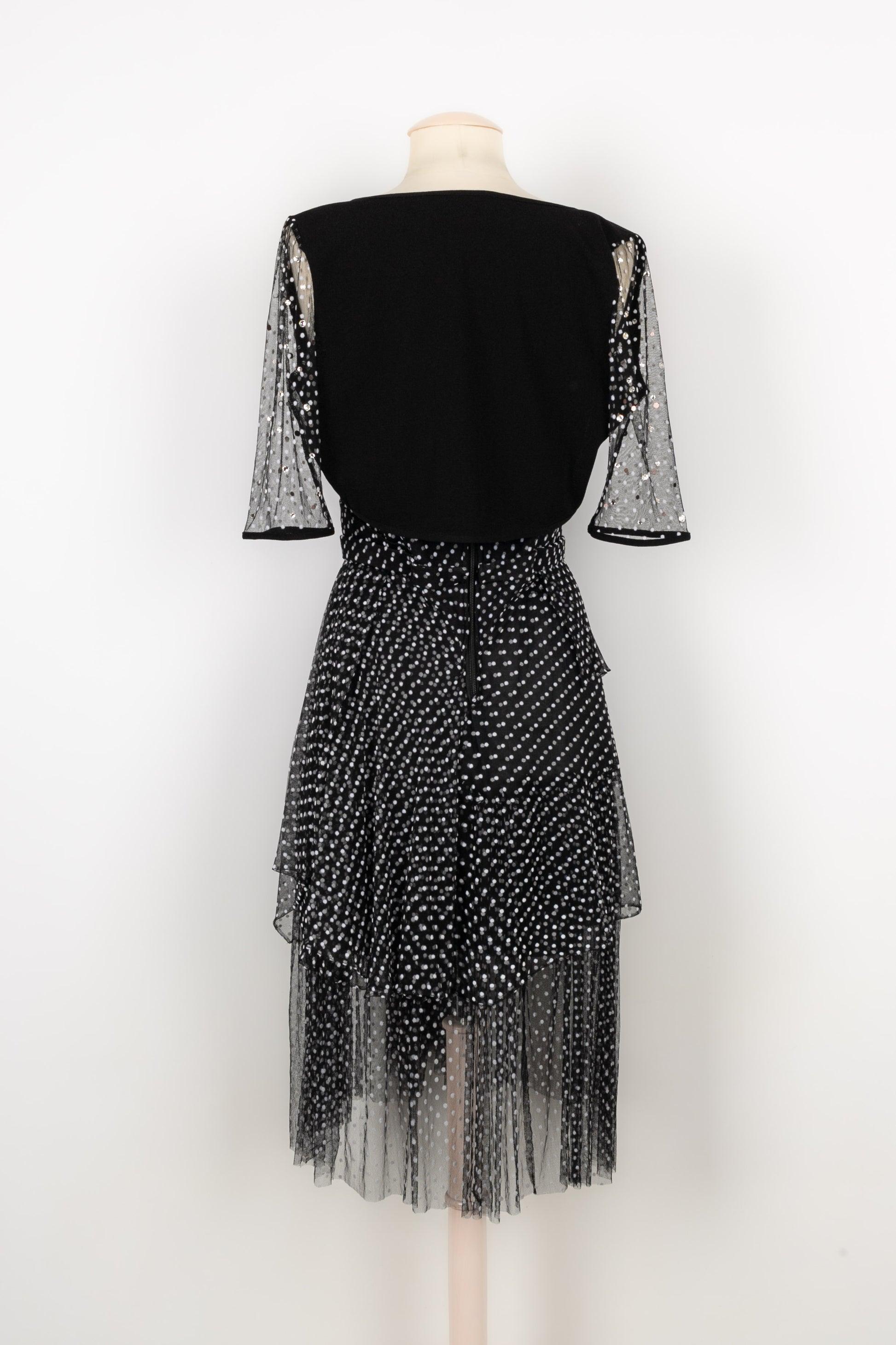 Black Christian Lacroix Set Composed of a Dress and a Bolero in Polka Dot, 1990s For Sale