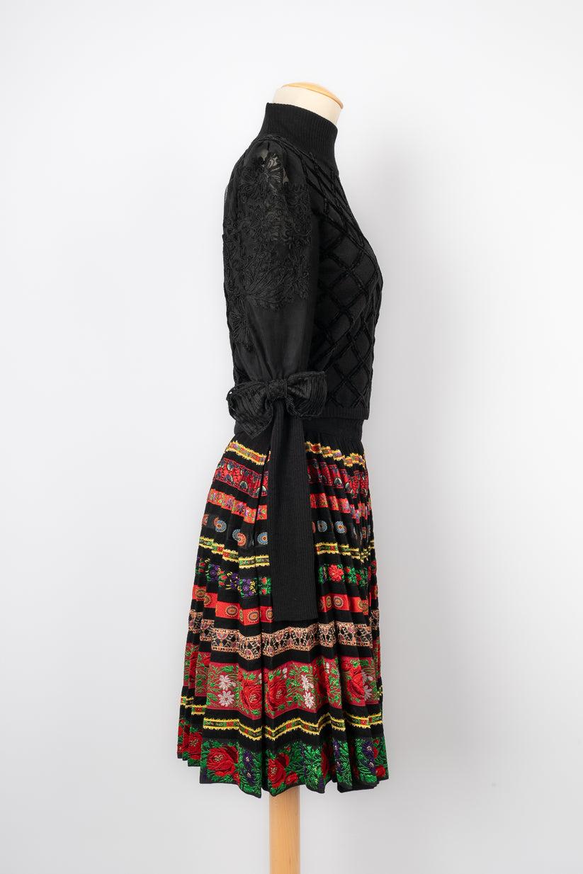 Ensemble de jupe et haut à manches longues en laine et soie Christian Lacroix, 1989 Pour femmes en vente