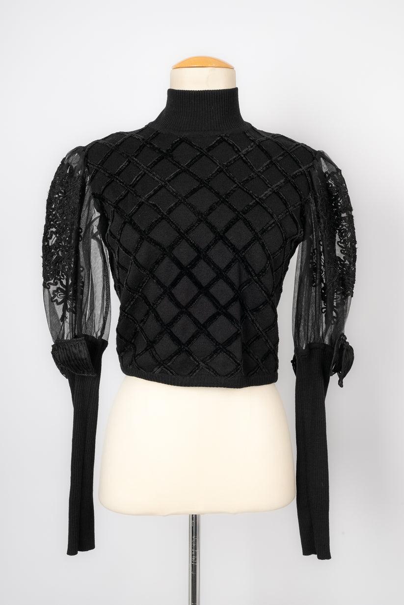 Christian Lacroix Set of Long-Sleeve Wool Top and Silk Skirt, 1989 For Sale 1