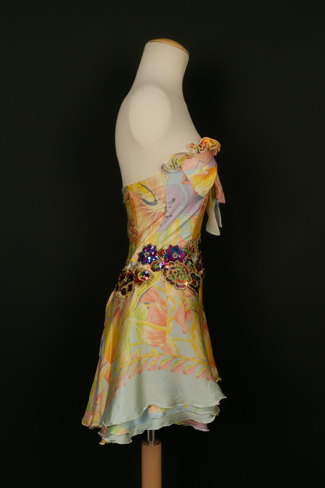 Women's Christian Lacroix Short Dress in Silk embroidered, 1990s