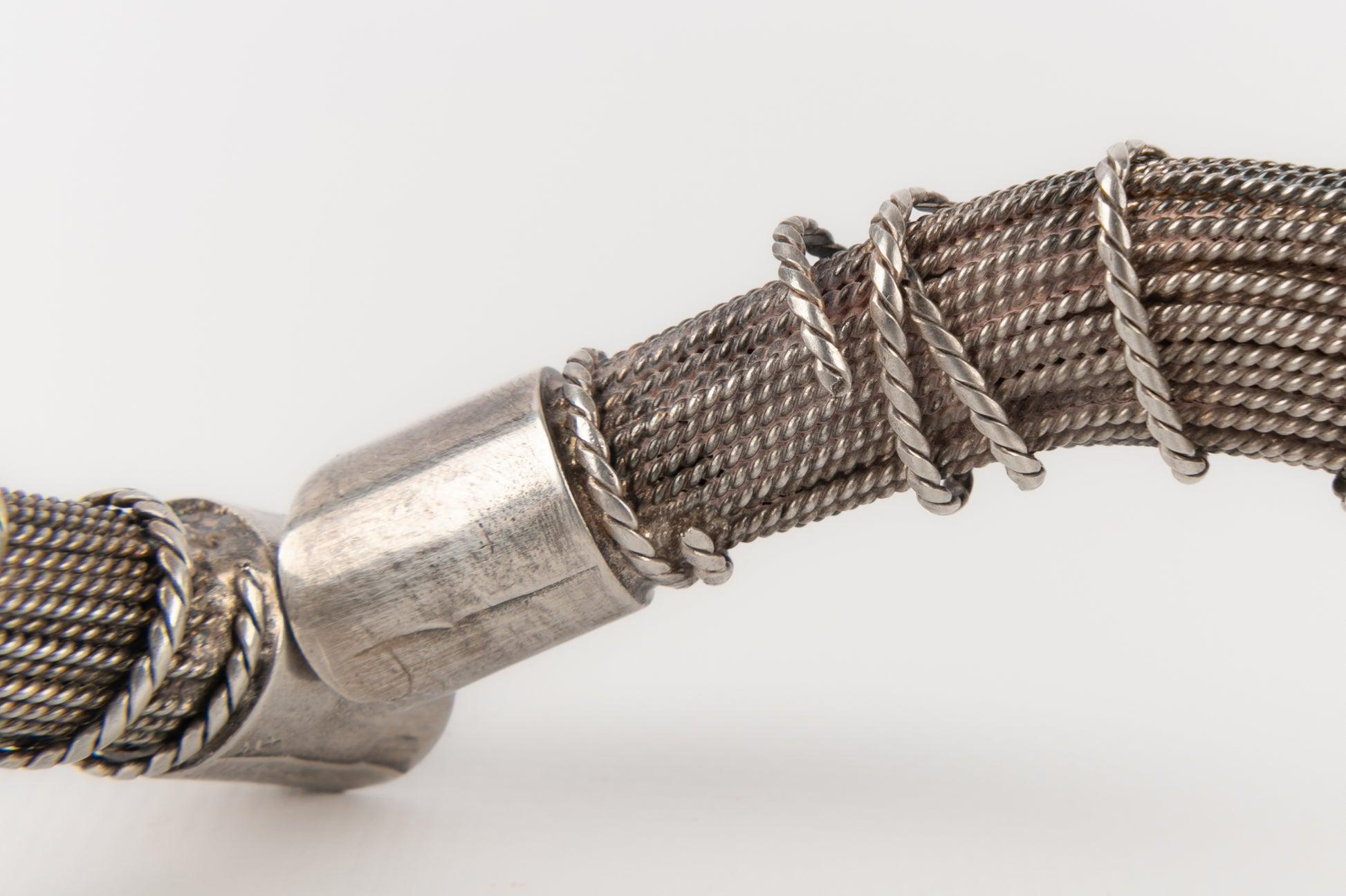 Christian Lacroix Short Silvery Metal Necklace, Mid-1990s For Sale 4