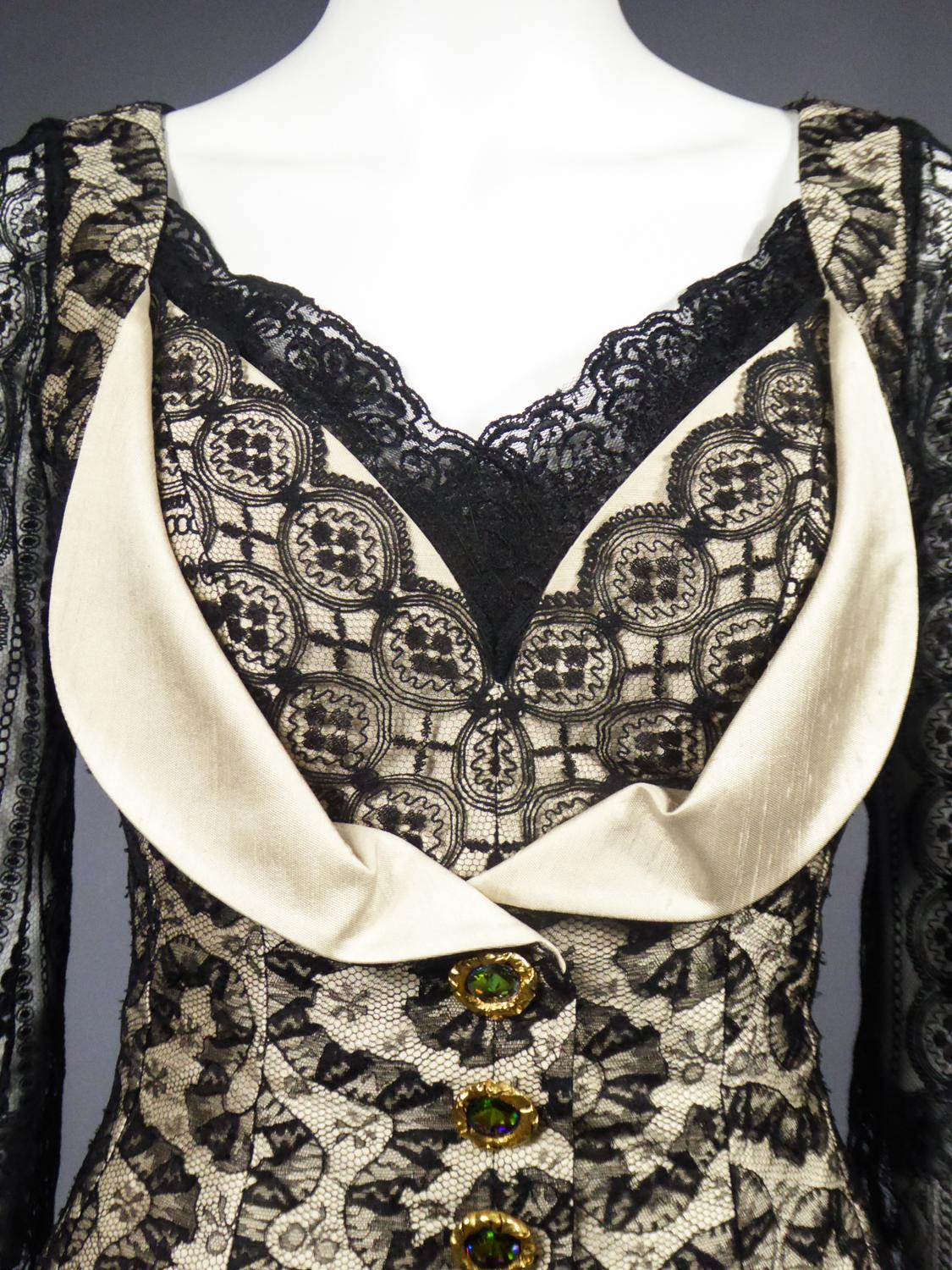 Black A Christian Lacroix Couture Silk and Lace Cocktail dress Circa 1995/2000 For Sale