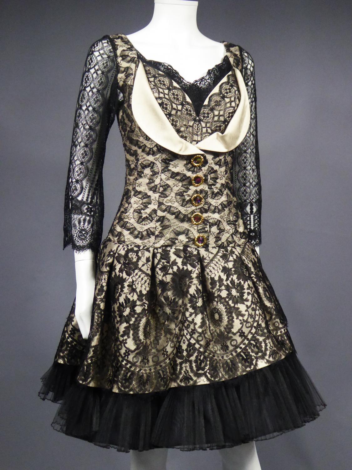 A Christian Lacroix Couture Silk and Lace Cocktail dress Circa 1995/2000 For Sale 1