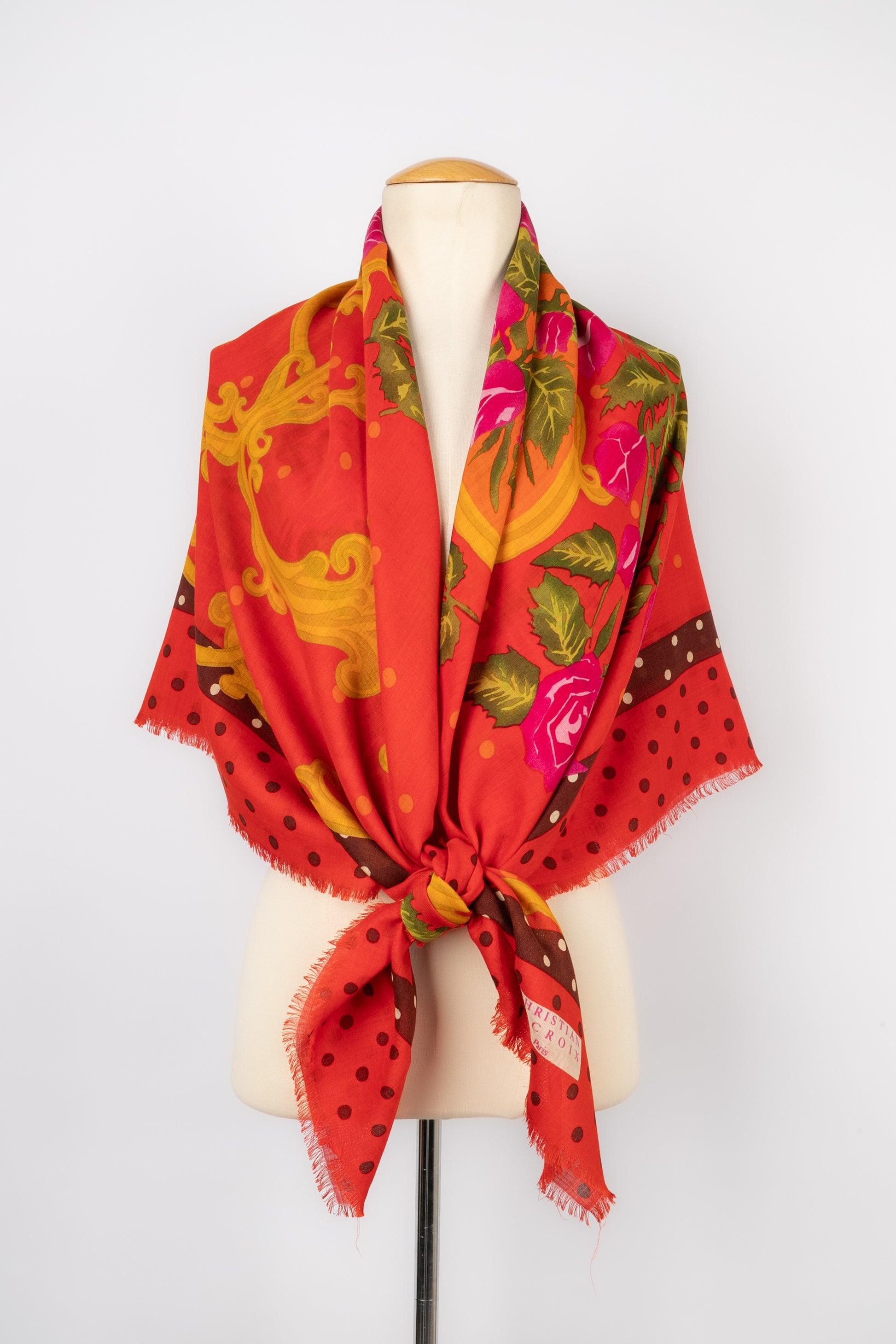 Christian Lacroix Silk and Wool Foulard Scarf  In Good Condition For Sale In SAINT-OUEN-SUR-SEINE, FR