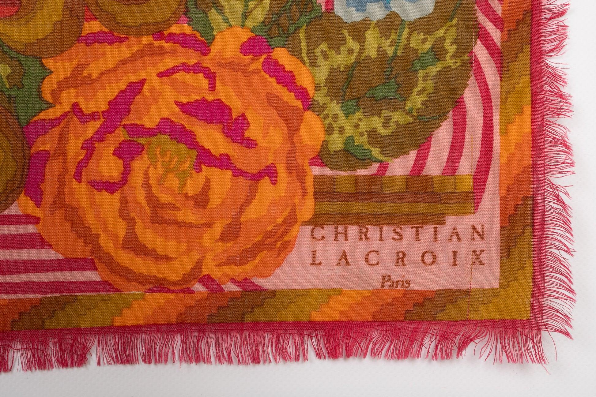 Christian Lacroix Silk and Wool Foulard Scarf  For Sale 1