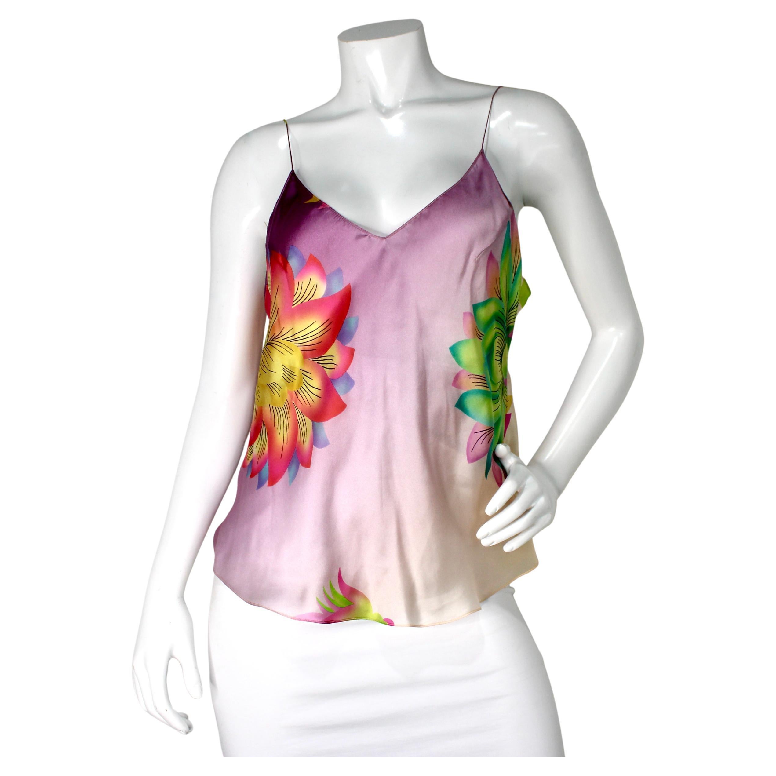 Christian Lacroix Silk Floral Print Sleeveless Top