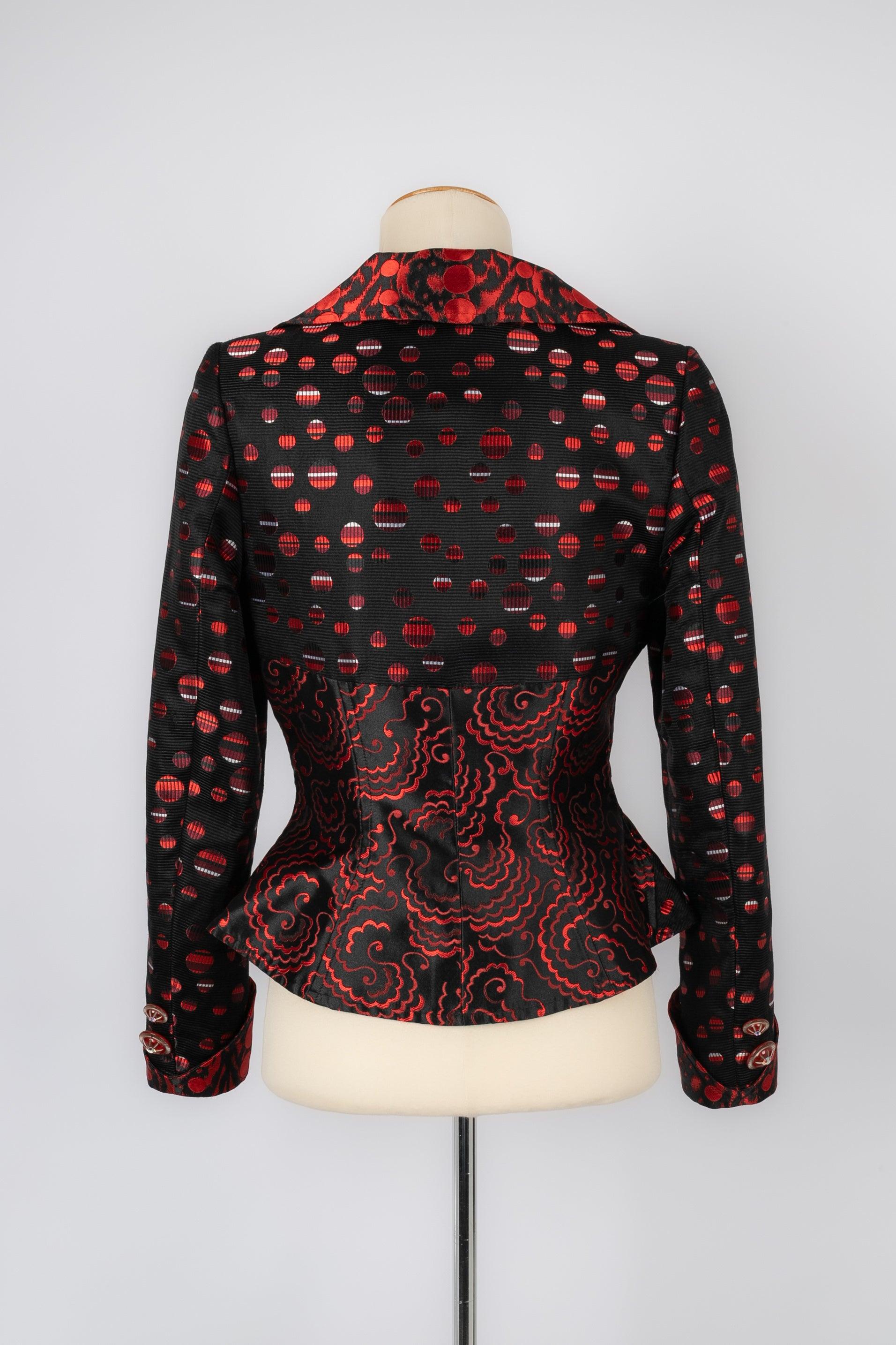 Christian Lacroix Silk Jacket in Black and Red Tones In Good Condition For Sale In SAINT-OUEN-SUR-SEINE, FR