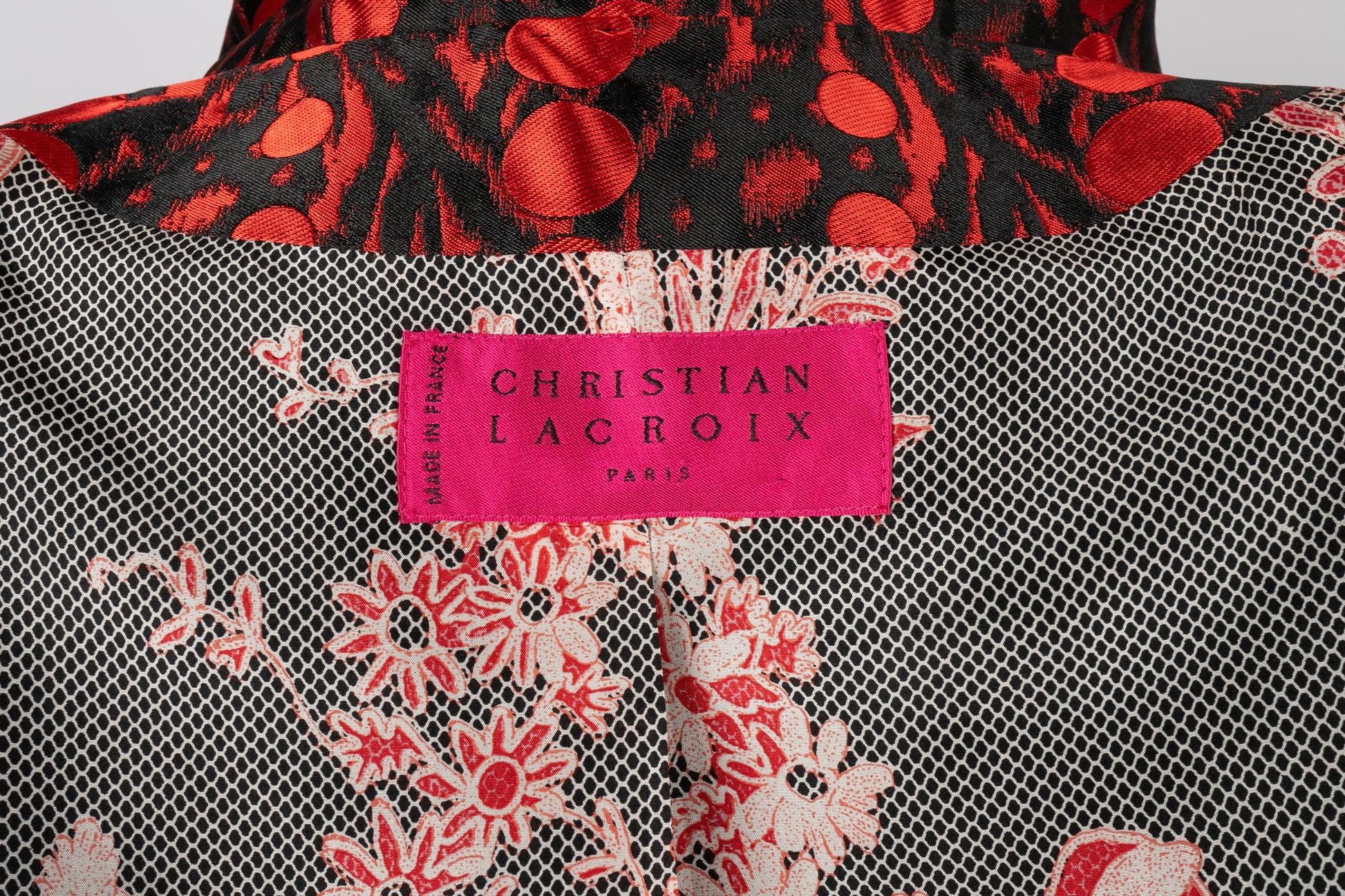 Christian Lacroix Silk Jacket in Black and Red Tones For Sale 3