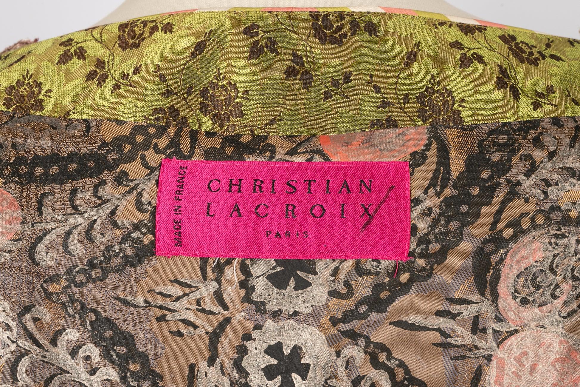 Christian Lacroix Silk Jacket in Green and Pink Tones 2