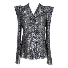 Veste en dentelle argentée et bleue de Christian Lacroix