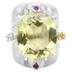 Christian Lacroix Silver Citrine and Gemstone “Turtle” Ring, 1990s