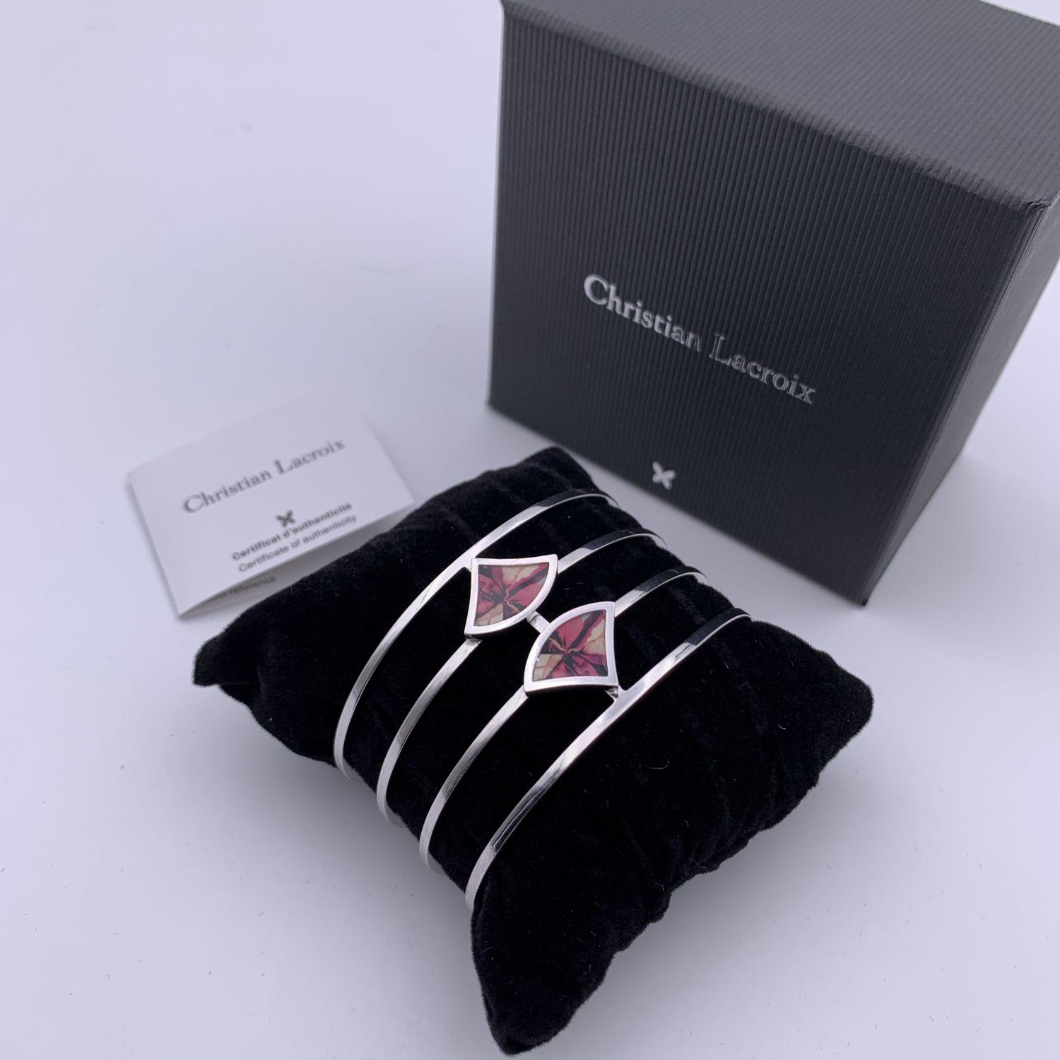 Christian Lacroix Silver Metal Terre de Feux IV Bracelet Cuff Mint In New Condition In Rome, Rome