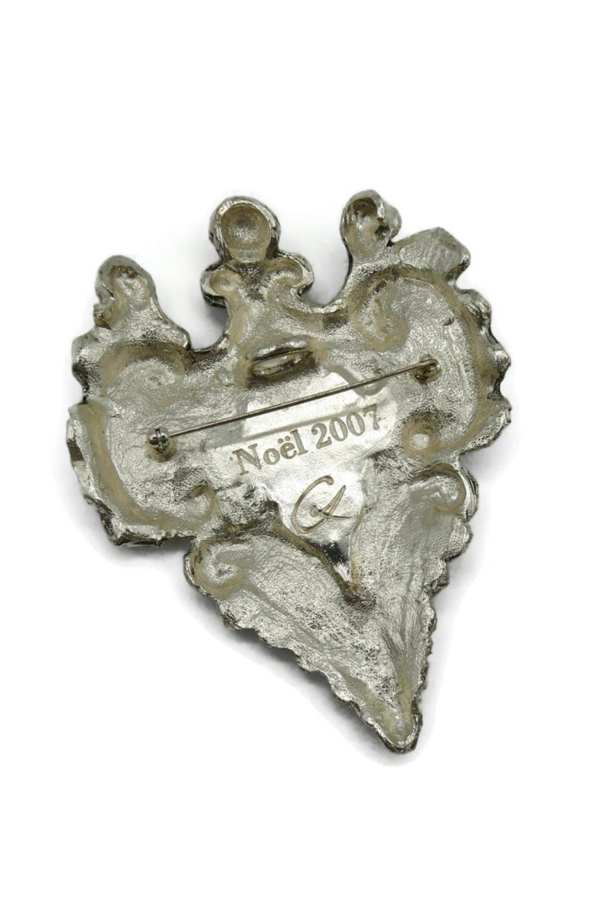 Baroque Christian Lacroix silver plated brooch For Sale