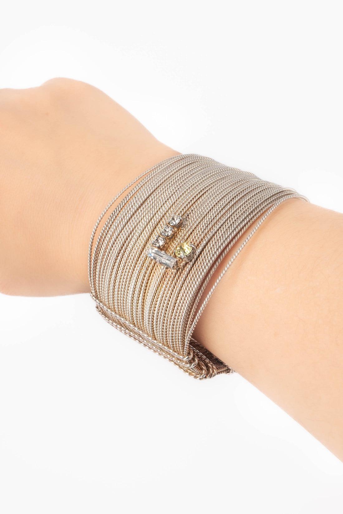 Christian Lacroix Silvery Metal Cuff Bracelet For Sale 3