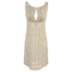 CHRISTIAN LACROIX Size 4 Beige Embroidered Silk Cocktail Shift Dress