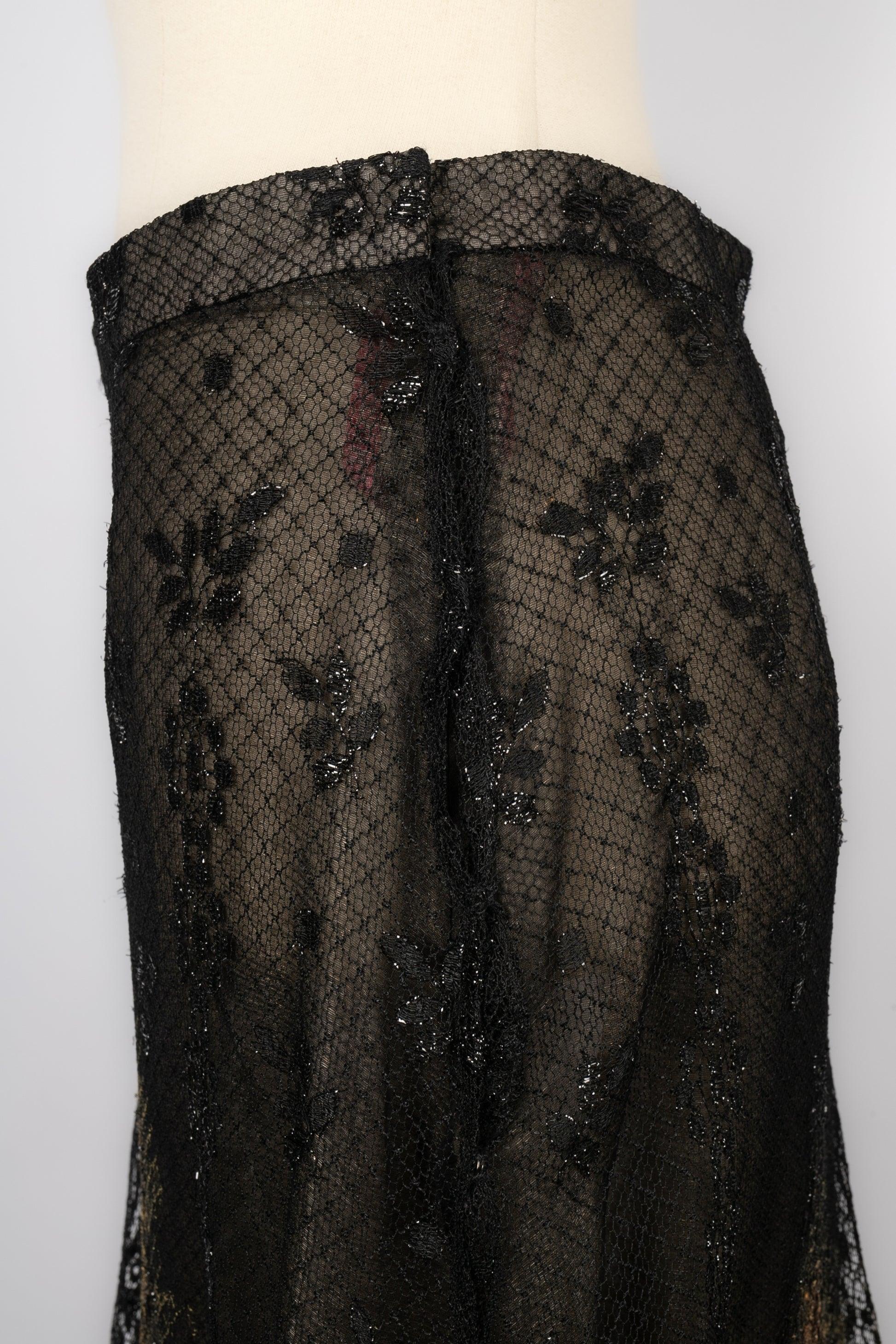Christian Lacroix Skirt and a Jacket Decorated with Tie-and-Dye Lace Set For Sale 5