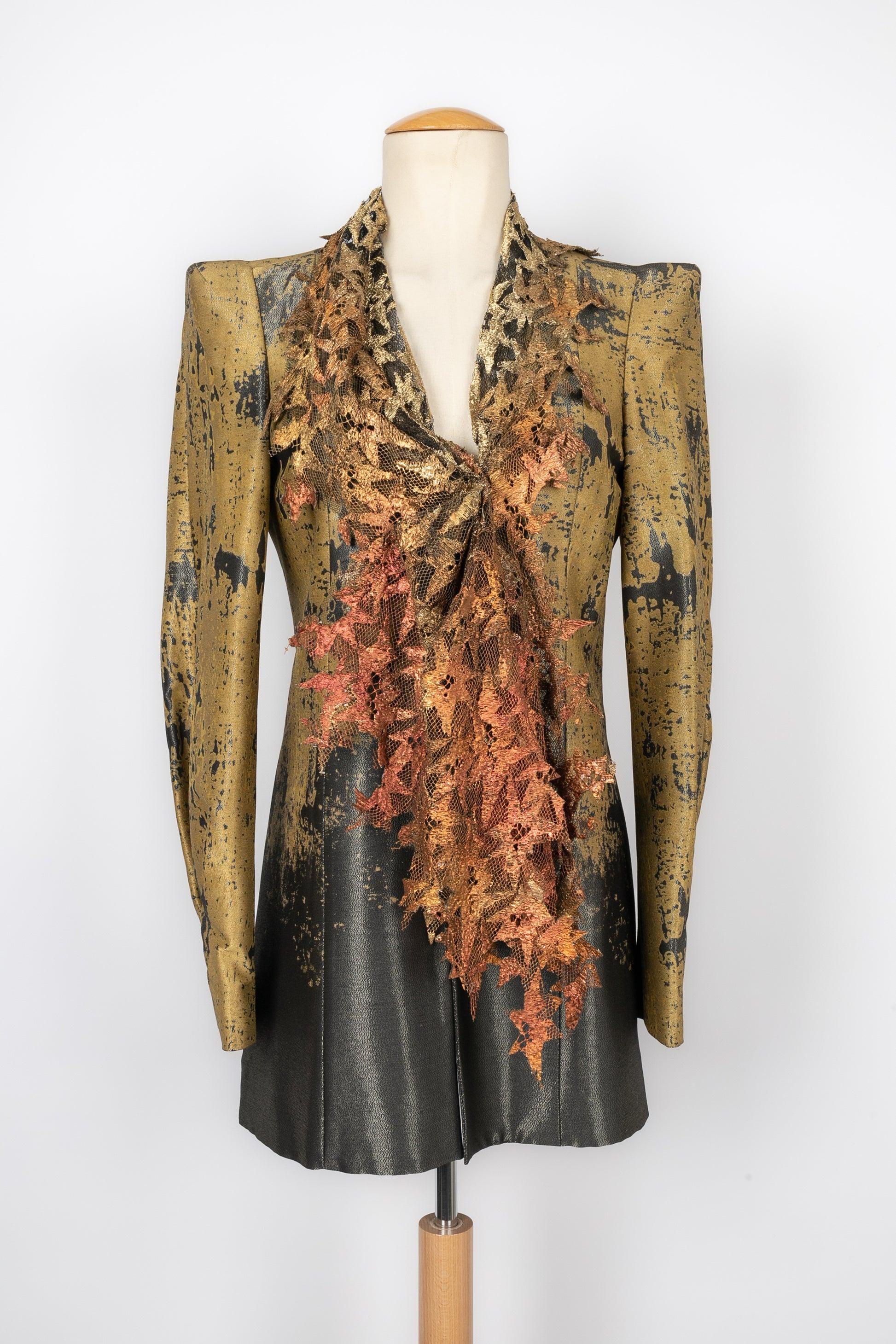Christian Lacroix ensemble jupe et veste décorés d'un cravate et de dentelle tie-and-dye en vente 1