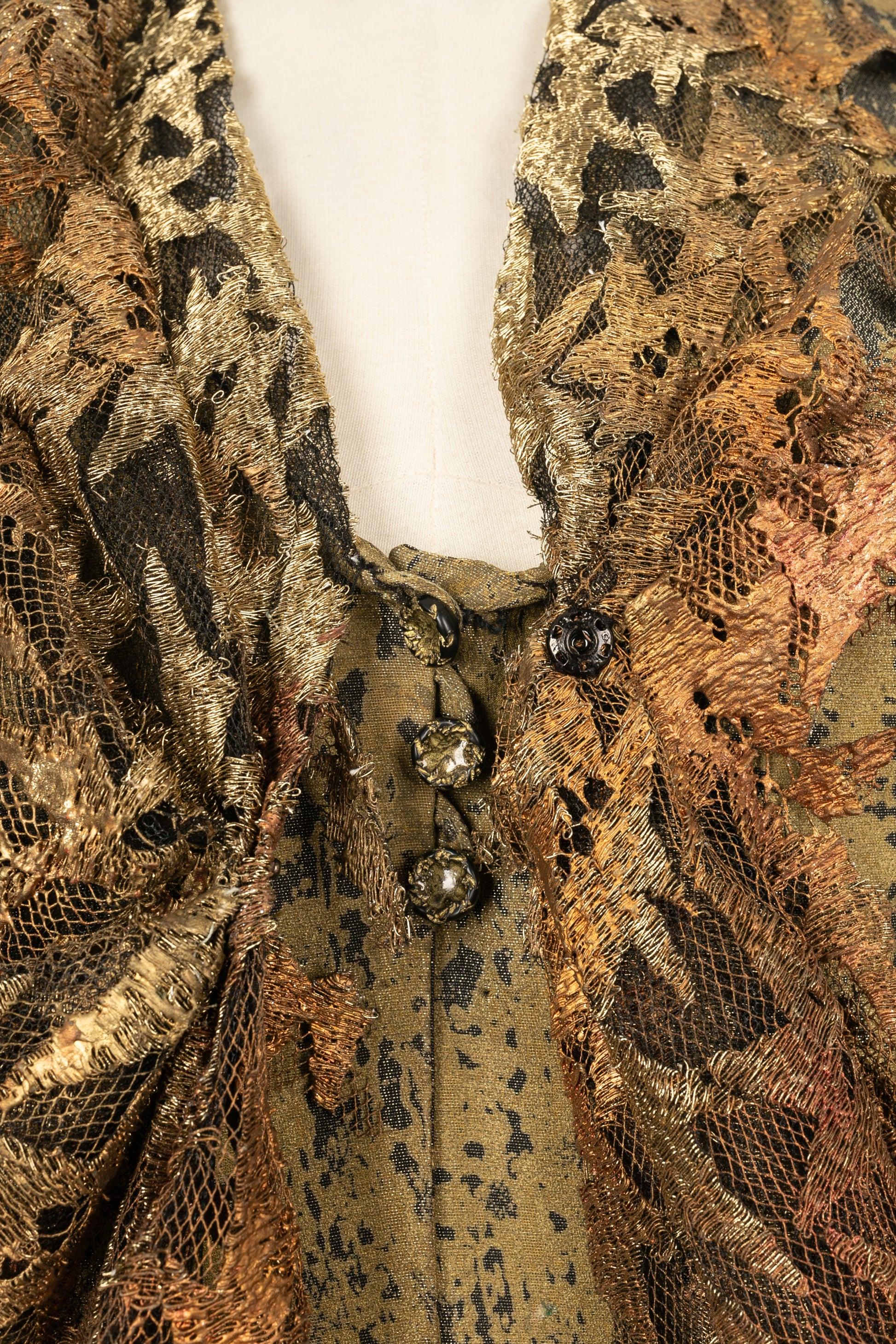 Christian Lacroix ensemble jupe et veste décorés d'un cravate et de dentelle tie-and-dye en vente 2