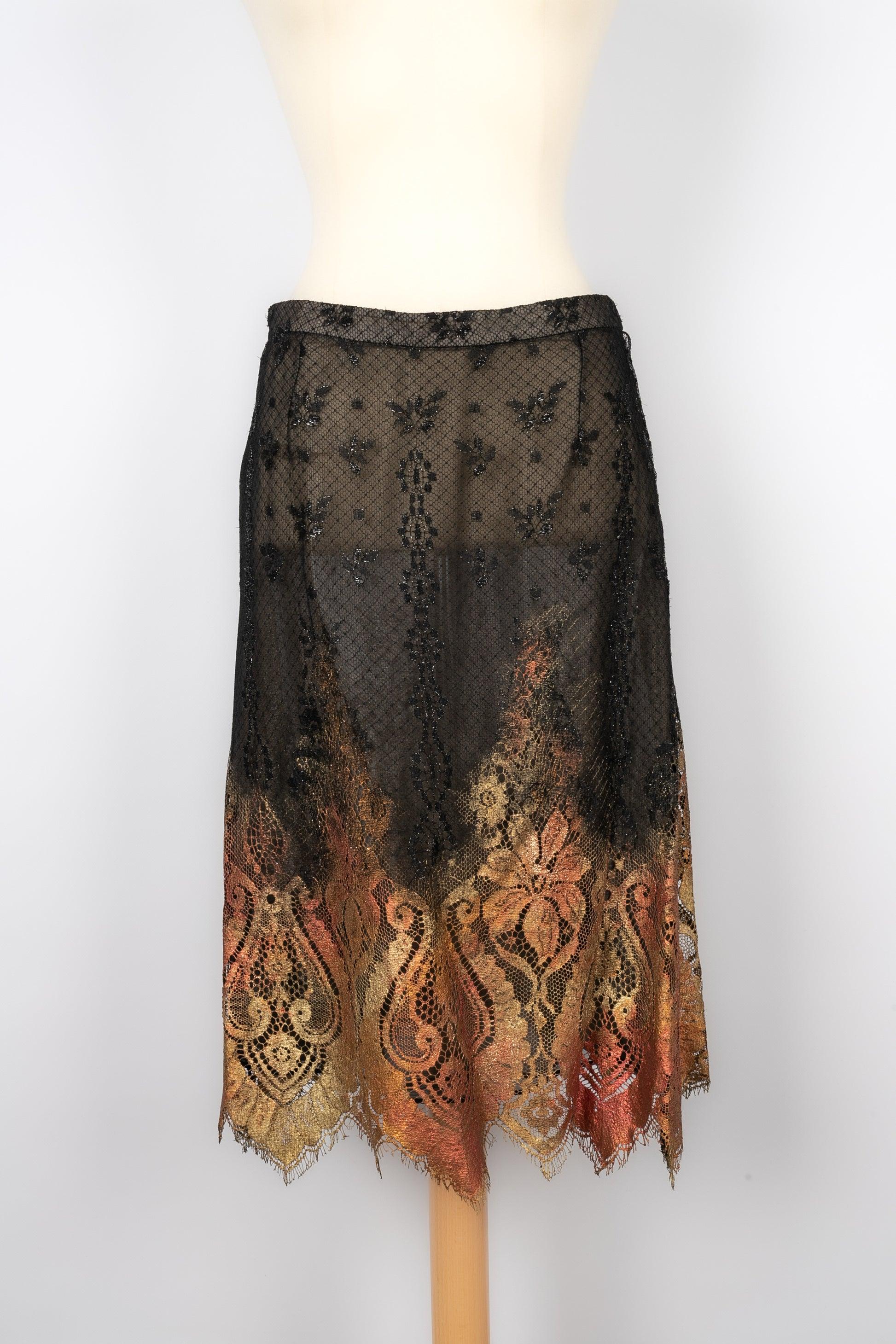 Christian Lacroix Skirt and a Jacket Decorated with Tie-and-Dye Lace Set For Sale 5