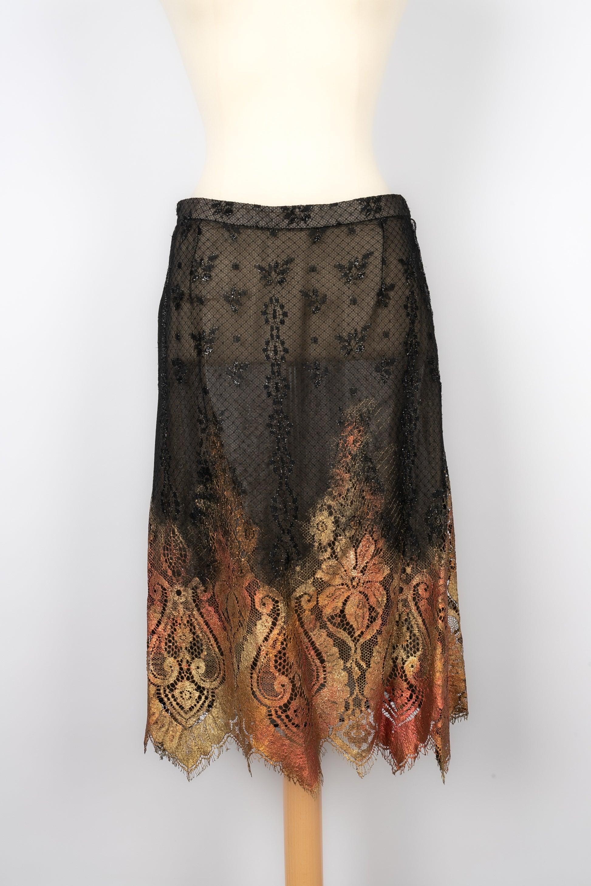 Christian Lacroix Skirt and a Jacket Decorated with Tie-and-Dye Lace Set For Sale 4