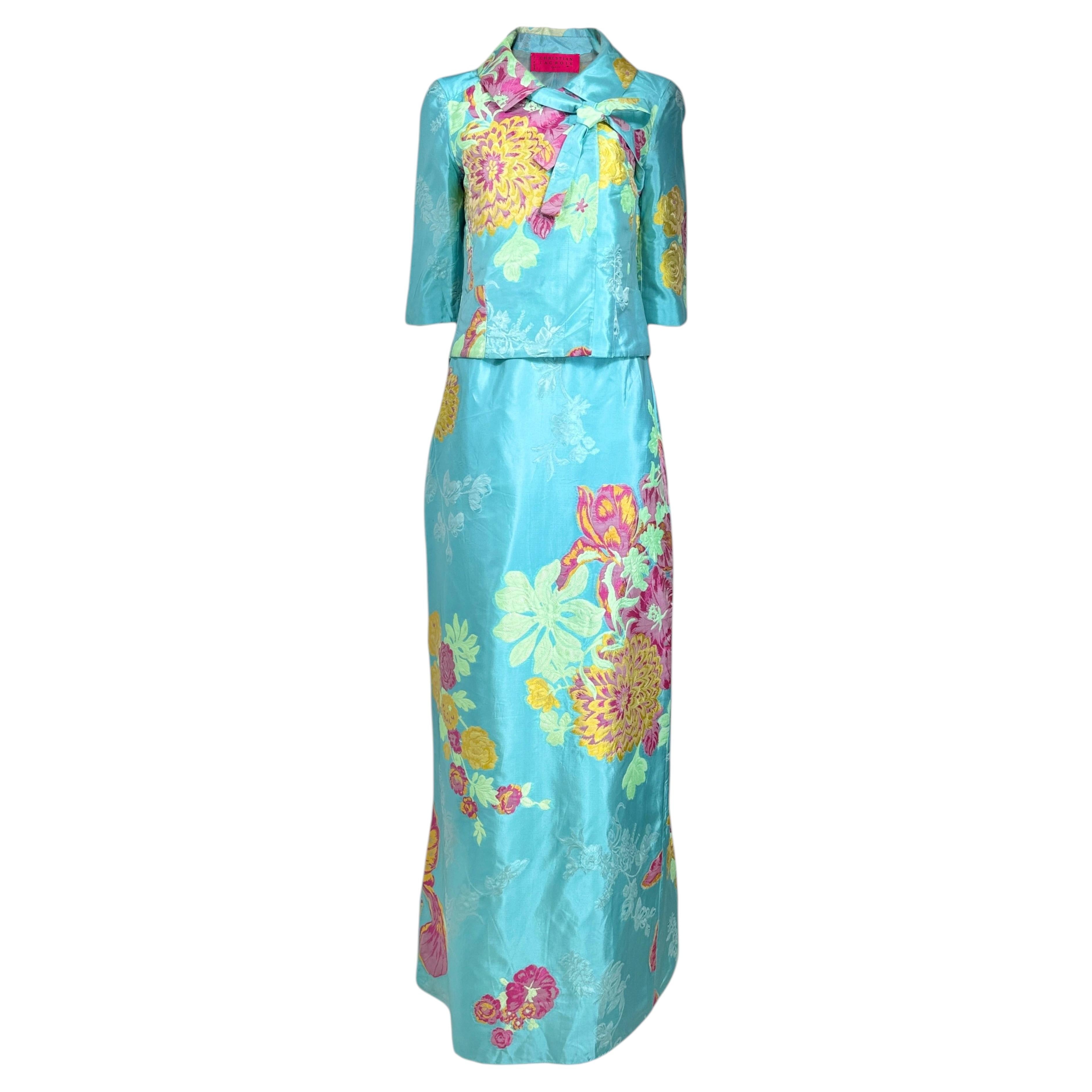 Christian Lacroix Spring 2000 Floral silk set