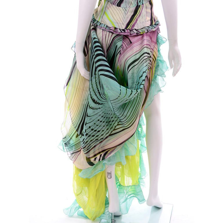 1990s-2000s Christian Lacroix Black Silk Chiffon Trained Dress w Ivory Slip