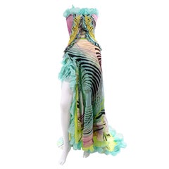 Christian Lacroix Spring 2005 Runway Silk Chiffon Ruffled Strapless Dress