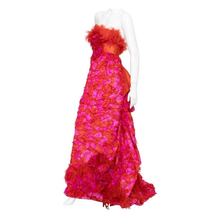 Women's Christian Lacroix Spring 2007 Haute Couture Red and Pink Appliqué Gown