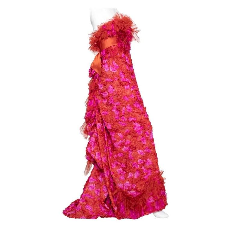 Christian Lacroix Spring 2007 Haute Couture Red and Pink Appliqué Gown 1