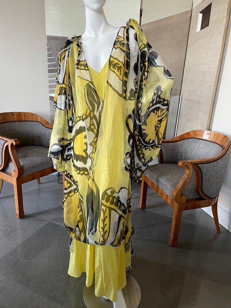 Christian Lacroix Spring 2008 Low Cut Silk Kimono Caftan Dress w ...