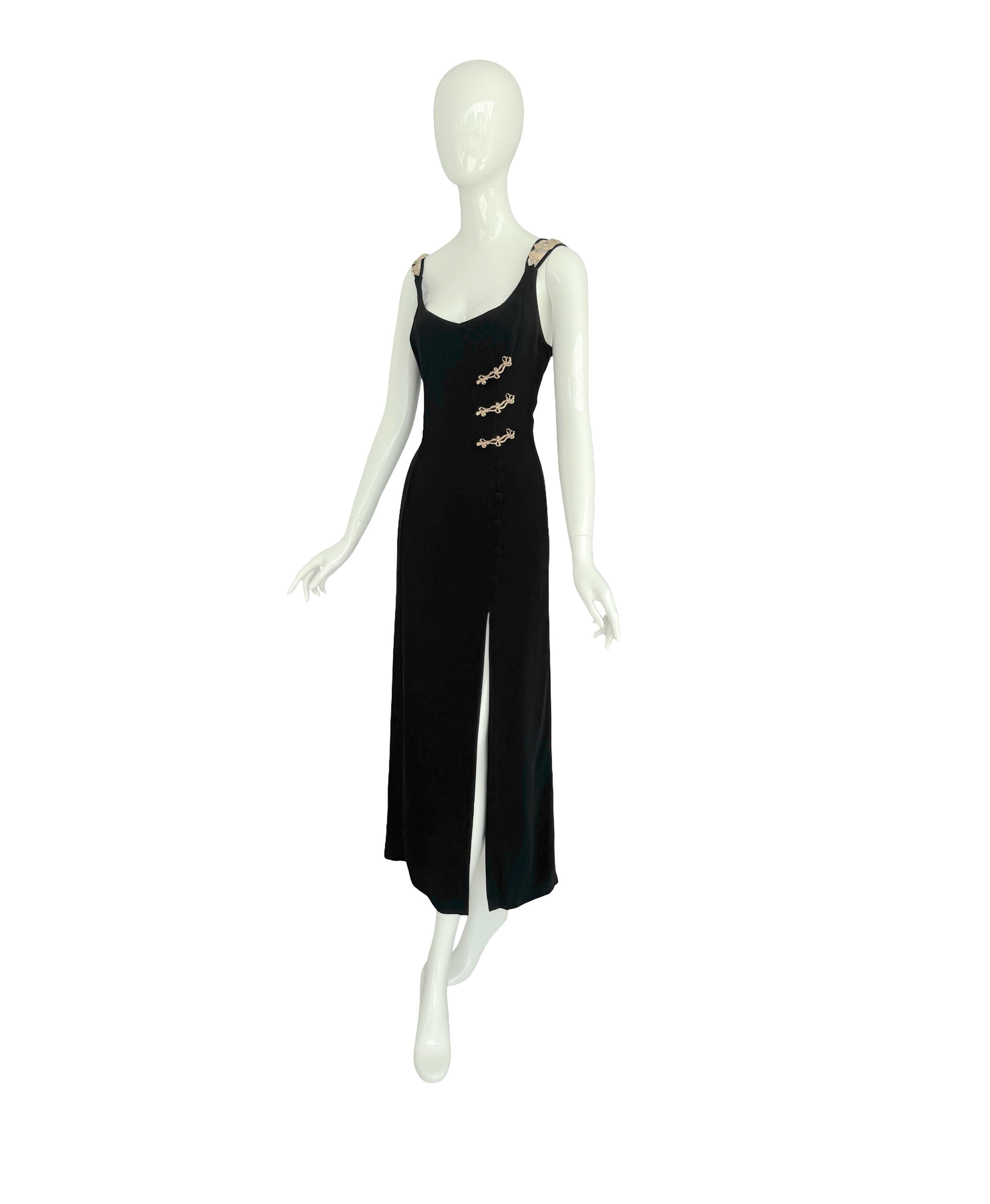 Christian Lacroix SS 1994 Black Dress Attached Signed Gold Jewelry Embellishment For Sale 5