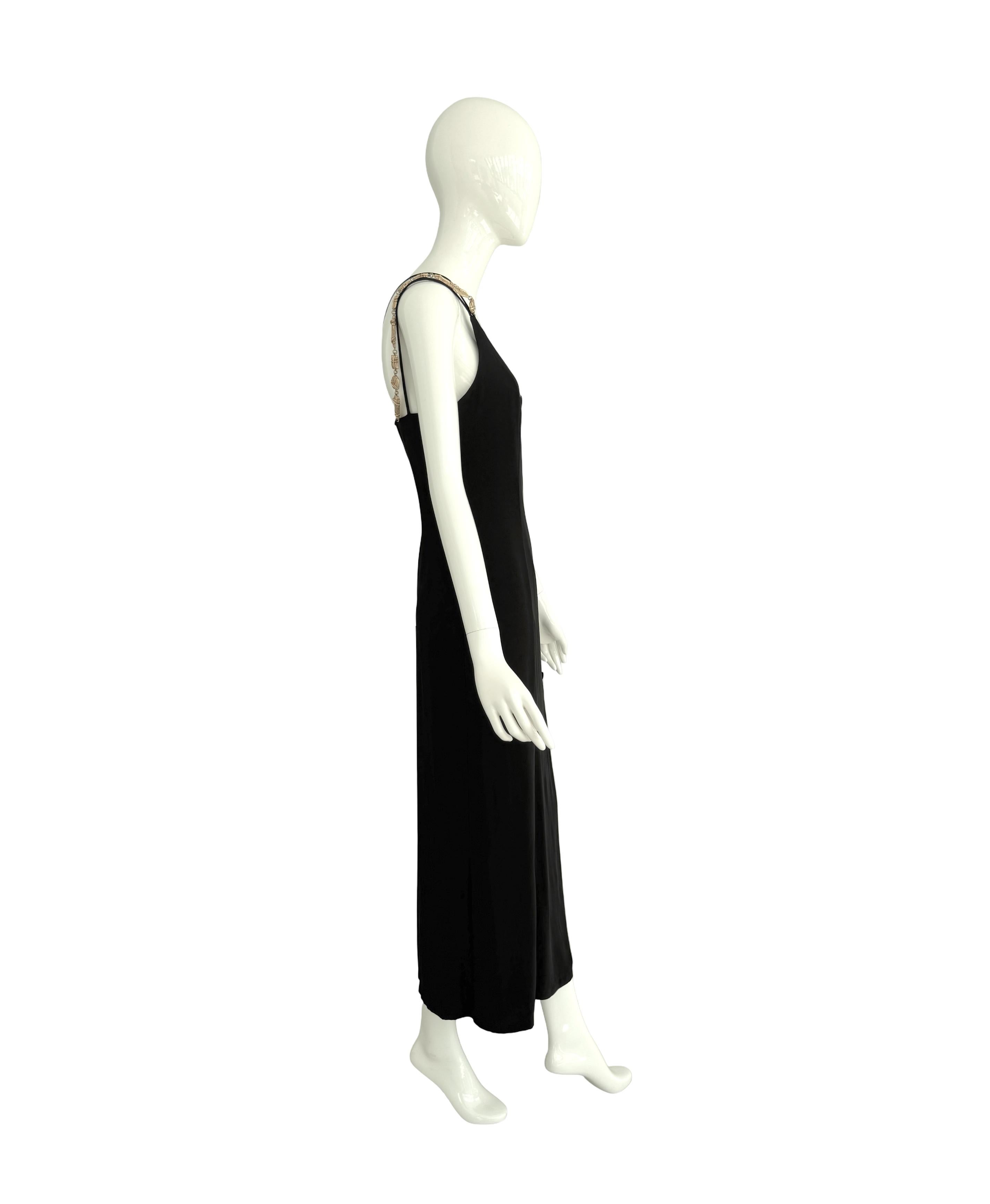Christian Lacroix SS 1994 Black Dress Attached Signed Gold Jewelry Embellishment In Excellent Condition For Sale In Antwerpen, Vlaams Gewest