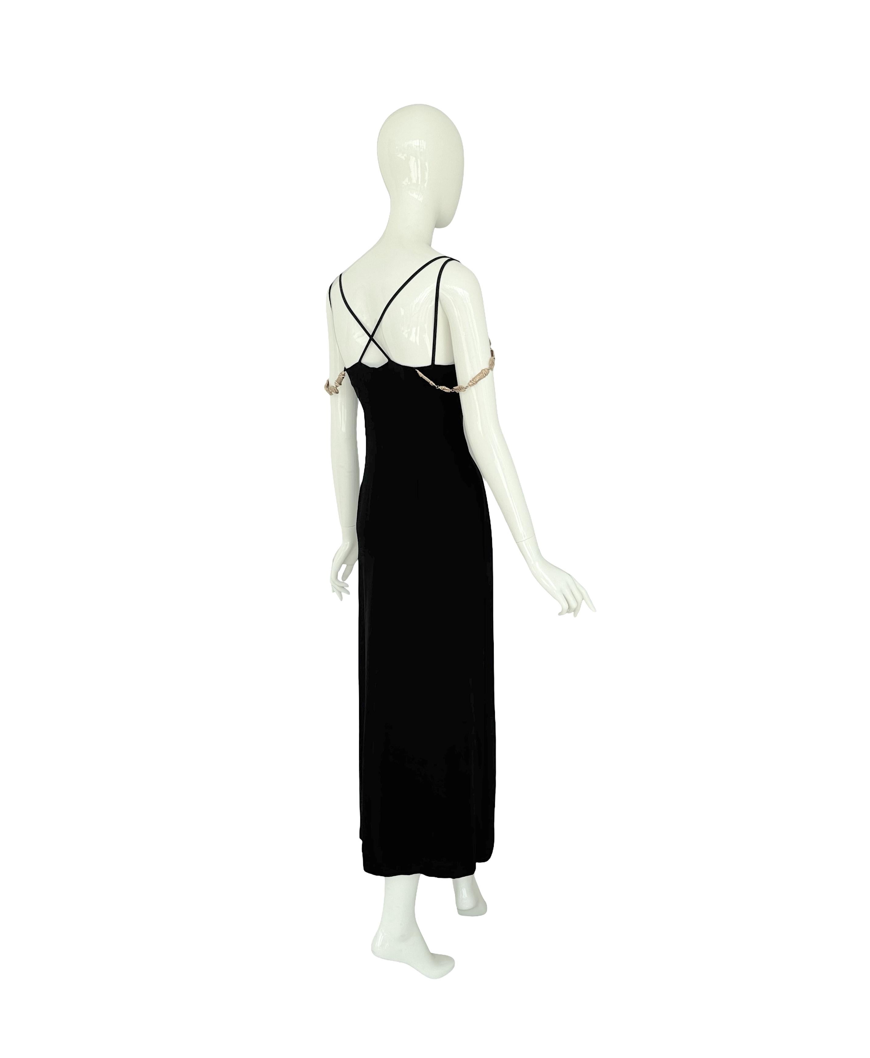 Women's Christian Lacroix SS 1994 Black Dress Attached Signed Gold Jewelry Embellishment For Sale
