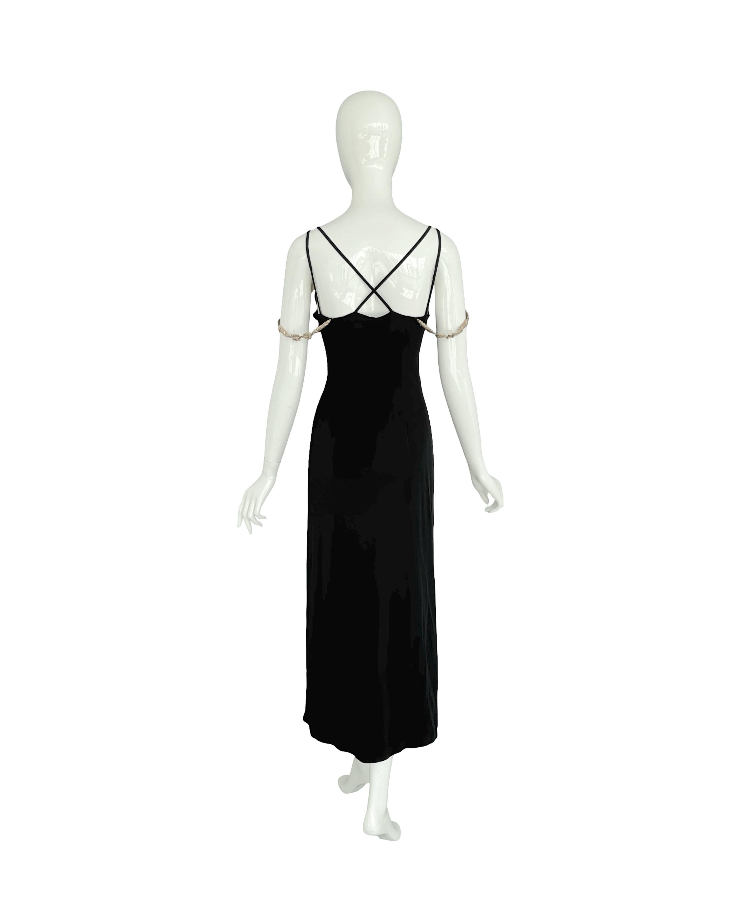 Christian Lacroix SS 1994 Black Dress Attached Signed Gold Jewelry Embellishment For Sale 1