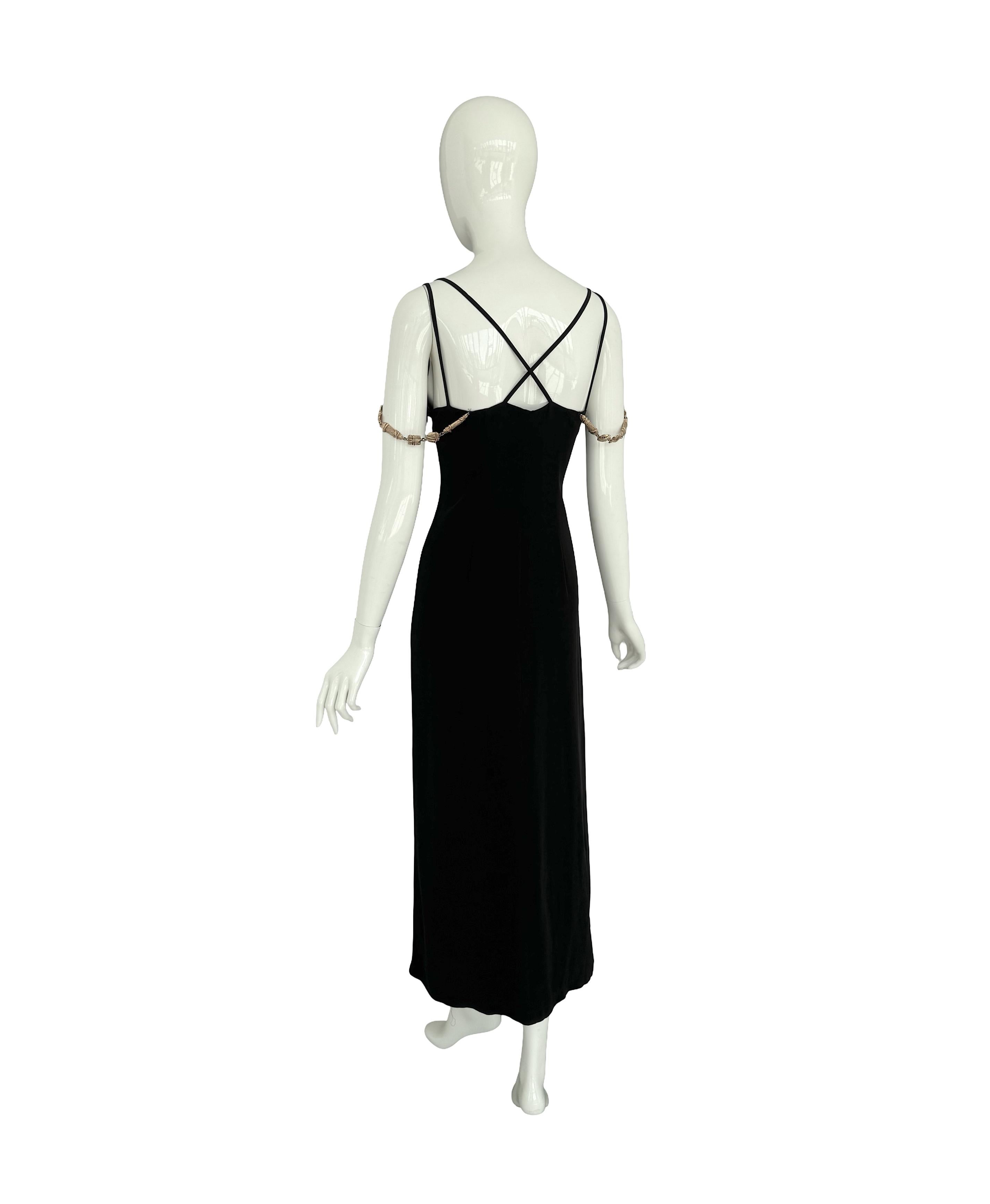 Christian Lacroix SS 1994 Black Dress Attached Signed Gold Jewelry Embellishment For Sale 2