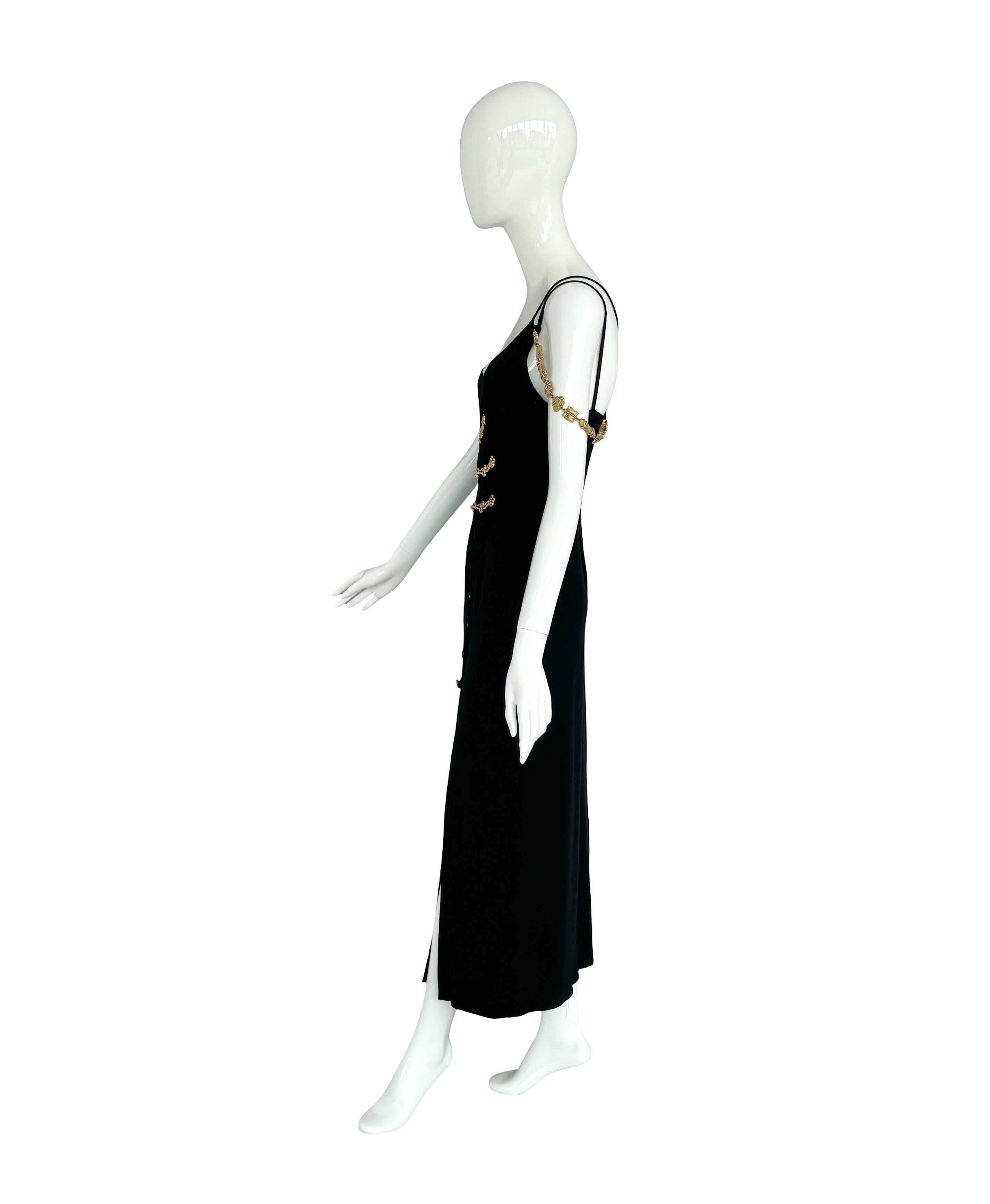 Christian Lacroix SS 1994 Black Dress Attached Signed Gold Jewelry Embellishment For Sale 3