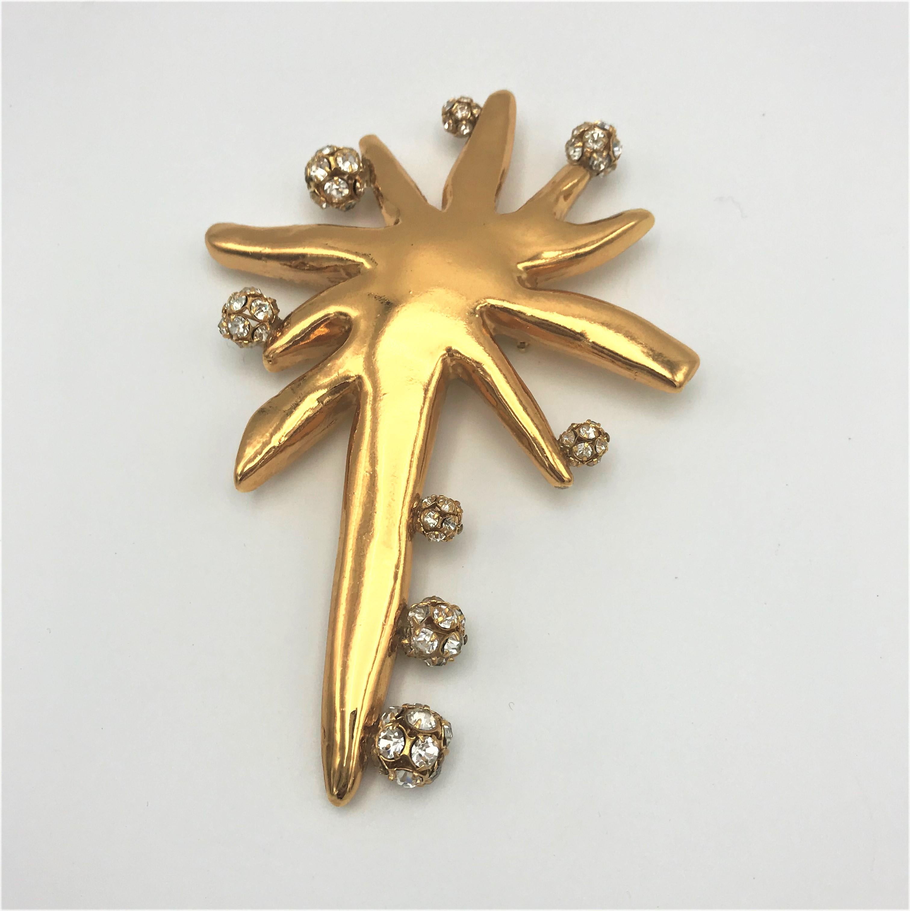 Christian Lacroix star brooch with glittering balls, gold toned Resin 1980/90s In Excellent Condition For Sale In Stuttgart, DE